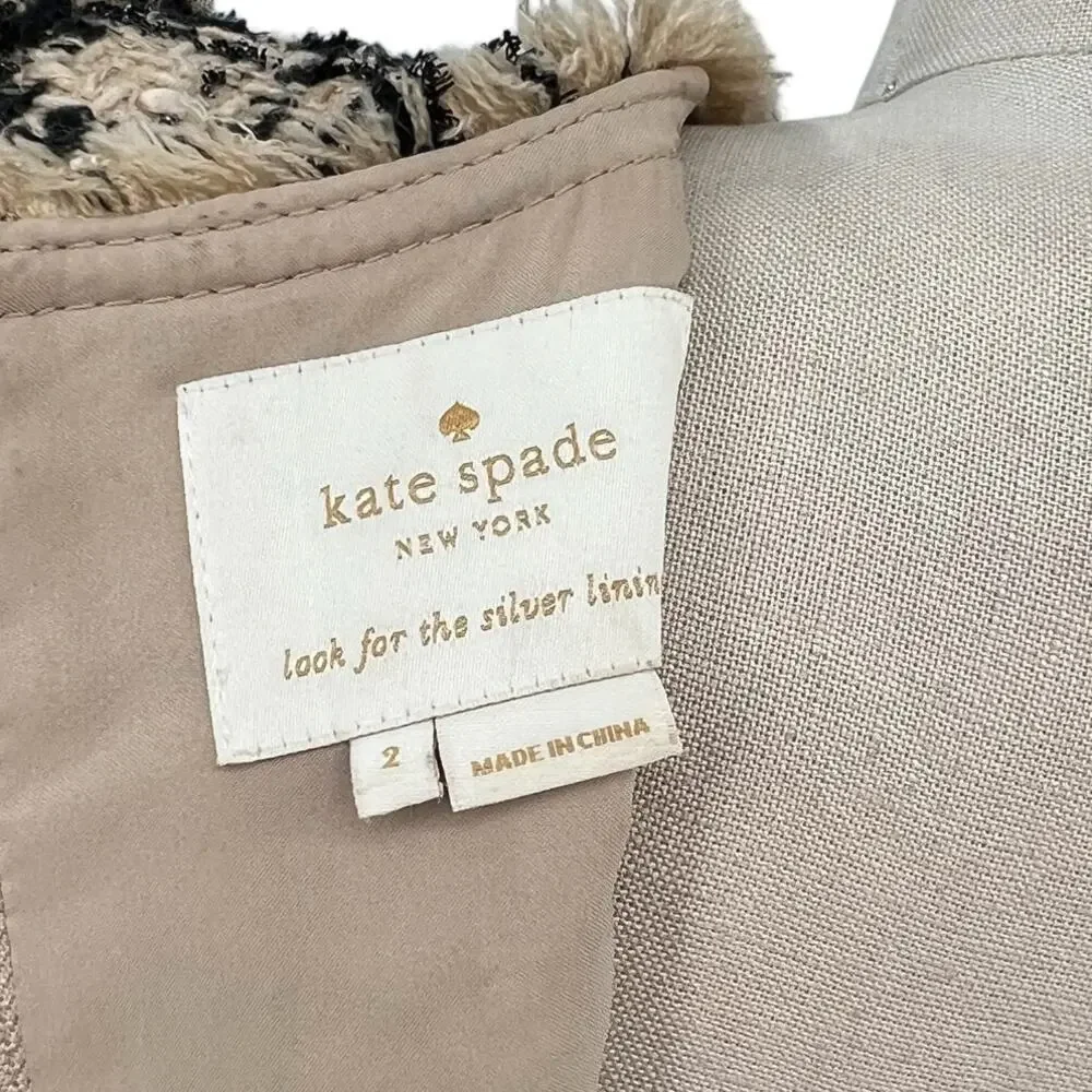 Kate Spade Two-Tone Tweed Dress Shift‎ Mini Check Plaid Tan Black Size US 2 - Picture 12 of 14